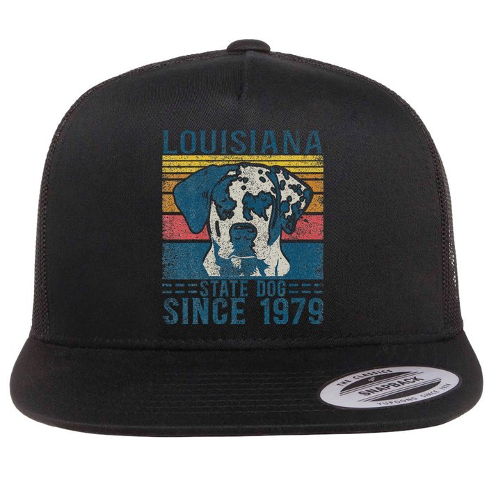 Louisiana Catahoula Leopard Dog Us State Dog Fan Lover Retro Flat Bill Trucker Hat