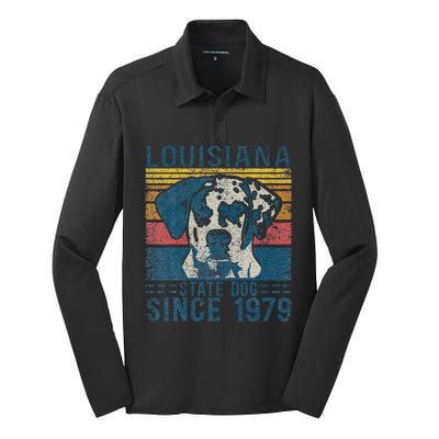 Louisiana Catahoula Leopard Dog Us State Dog Fan Lover Retro Silk Touch Performance Long Sleeve Polo