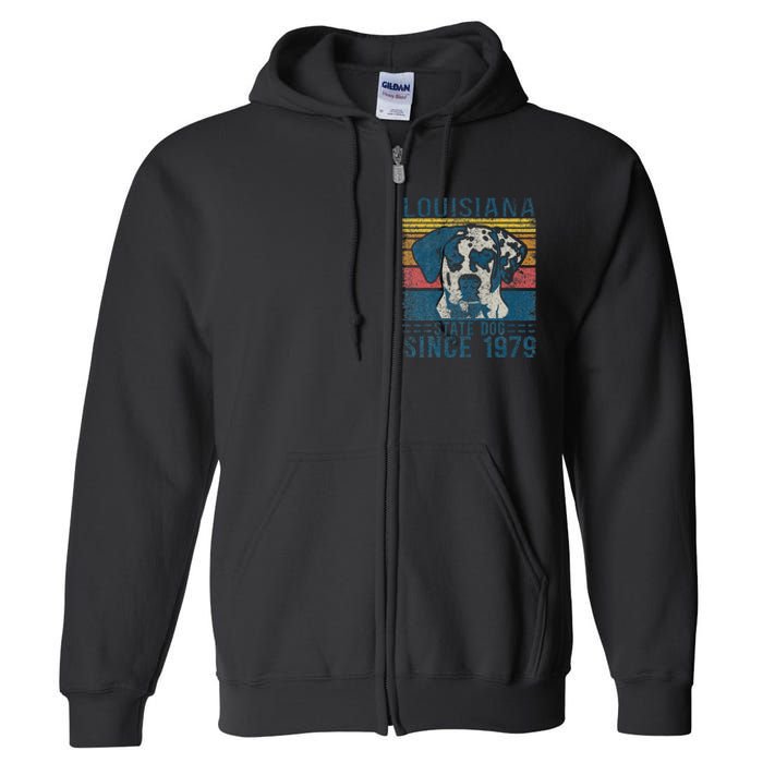 Louisiana Catahoula Leopard Dog Us State Dog Fan Lover Retro Full Zip Hoodie