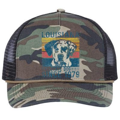 Louisiana Catahoula Leopard Dog Us State Dog Fan Lover Retro Retro Rope Trucker Hat Cap