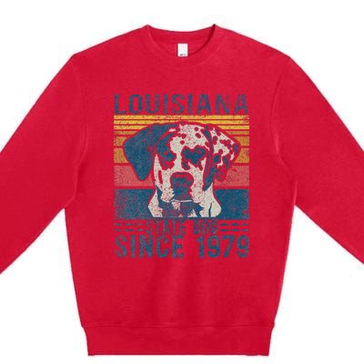 Louisiana Catahoula Leopard Dog Us State Dog Fan Lover Retro Premium Crewneck Sweatshirt