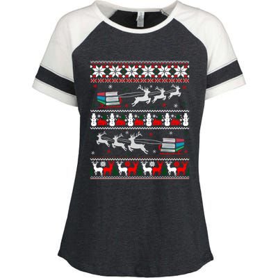 Librarian Christmas Library Book Reader Ugly Xmas Sweater Gift Enza Ladies Jersey Colorblock Tee