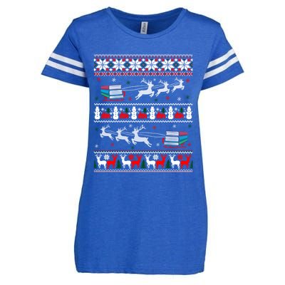 Librarian Christmas Library Book Reader Ugly Xmas Sweater Gift Enza Ladies Jersey Football T-Shirt