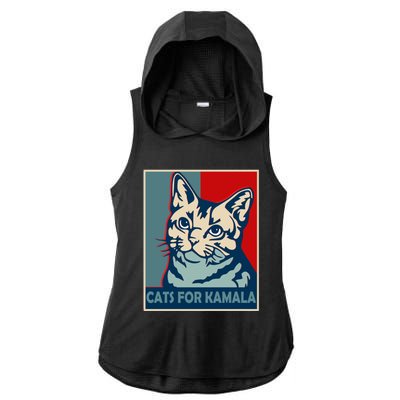 Less Cat Lady Is Voting Kamala Harris President 2024 Cool Gift Ladies PosiCharge Tri-Blend Wicking Draft Hoodie Tank