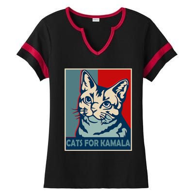 Less Cat Lady Is Voting Kamala Harris President 2024 Cool Gift Ladies Halftime Notch Neck Tee