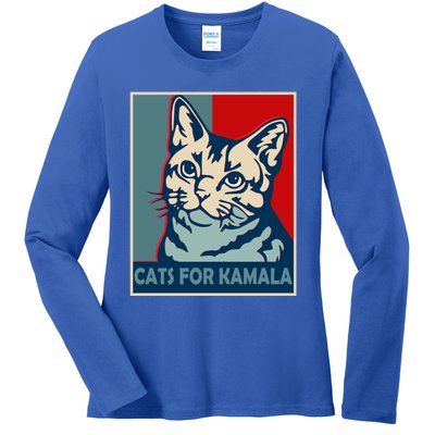 Less Cat Lady Is Voting Kamala Harris President 2024 Cool Gift Ladies Long Sleeve Shirt