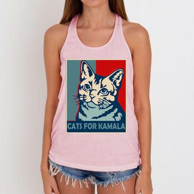 Less Cat Lady Is Voting Kamala Harris President 2024 Cool Gift Women's Knotted Racerback Tank