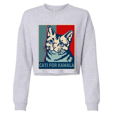 Less Cat Lady Is Voting Kamala Harris President 2024 Cool Gift Cropped Pullover Crew