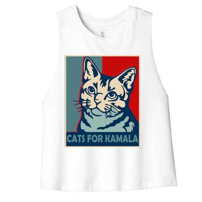 Less Cat Lady Is Voting Kamala Harris President 2024 Cool Gift Women's Racerback Cropped Tank