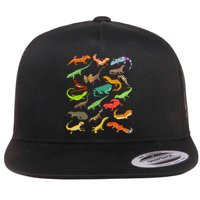 Lizard Collage Flat Bill Trucker Hat