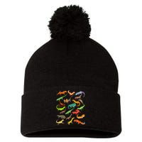 Lizard Collage Pom Pom 12in Knit Beanie