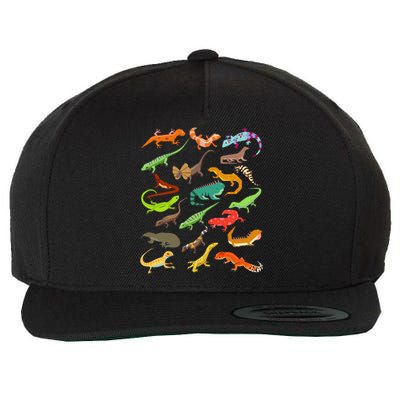 Lizard Collage Wool Snapback Cap