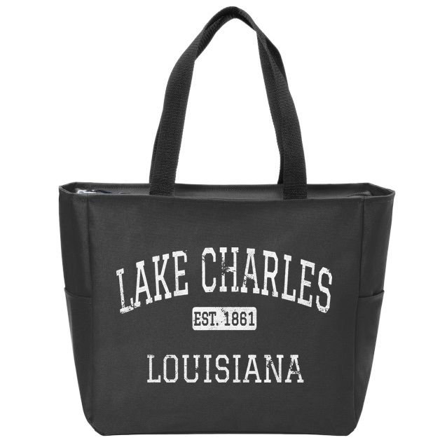 Lake Charles Louisiana LA Vintage Zip Tote Bag