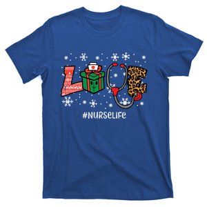 Leopard Christmas Love Nurse Life Xmas Nursing Scrub Gift T-Shirt