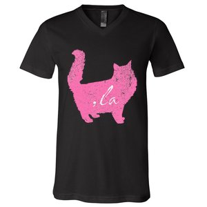 La Comma Lacomma La In A Cat Silhouette V-Neck T-Shirt