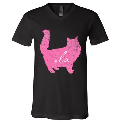 La Comma Lacomma La In A Cat Silhouette V-Neck T-Shirt