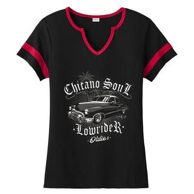 Lowrider Chicano Low Mexican Los Angeles Latina Rider Cholo Ladies Halftime Notch Neck Tee