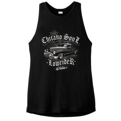 Lowrider Chicano Low Mexican Los Angeles Latina Rider Cholo Ladies PosiCharge Tri-Blend Wicking Tank