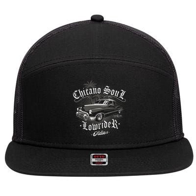 Lowrider Chicano Low Mexican Los Angeles Latina Rider Cholo 7 Panel Mesh Trucker Snapback Hat