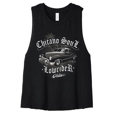 Lowrider Chicano Low Mexican Los Angeles Latina Rider Cholo Women's Racerback Cropped Tank