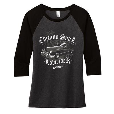 Lowrider Chicano Low Mexican Los Angeles Latina Rider Cholo Women's Tri-Blend 3/4-Sleeve Raglan Shirt