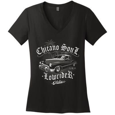 Lowrider Chicano Low Mexican Los Angeles Latina Rider Cholo Women's V-Neck T-Shirt