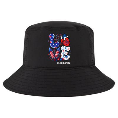 Love Cardiac Life Usa Flag Cardiac Nurse 4th Of July Cool Comfort Performance Bucket Hat