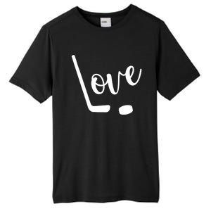 Love Cute Lettering With Hockey Stick And Puck Gift Design Gift Tall Fusion ChromaSoft Performance T-Shirt