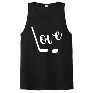 Love Cute Lettering With Hockey Stick And Puck Gift Design Gift PosiCharge Competitor Tank