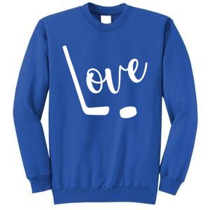 Love Cute Lettering With Hockey Stick And Puck Gift Design Gift Sweatshirt