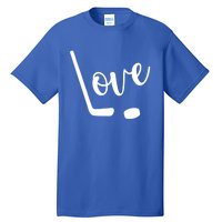 Love Cute Lettering With Hockey Stick And Puck Gift Design Gift Tall T-Shirt