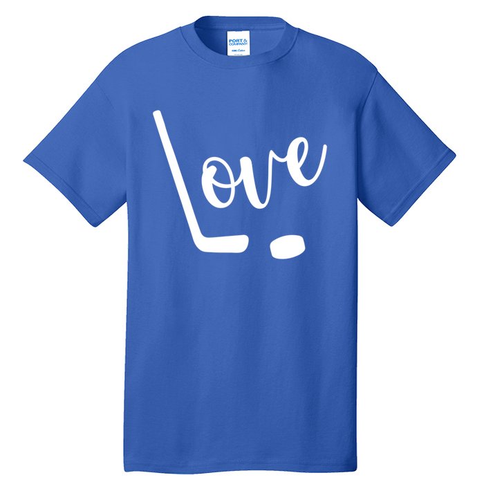 Love Cute Lettering With Hockey Stick And Puck Gift Design Gift Tall T-Shirt