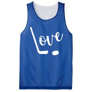 Love Cute Lettering With Hockey Stick And Puck Gift Design Gift Mesh Reversible Basketball Jersey Tank