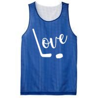 Love Cute Lettering With Hockey Stick And Puck Gift Design Gift Mesh Reversible Basketball Jersey Tank