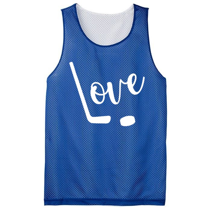 Love Cute Lettering With Hockey Stick And Puck Gift Design Gift Mesh Reversible Basketball Jersey Tank