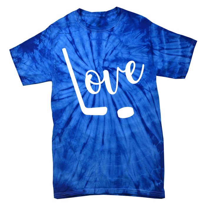 Love Cute Lettering With Hockey Stick And Puck Gift Design Gift Tie-Dye T-Shirt