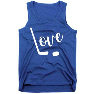 Love Cute Lettering With Hockey Stick And Puck Gift Design Gift Tank Top