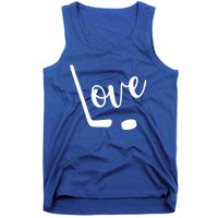 Love Cute Lettering With Hockey Stick And Puck Gift Design Gift Tank Top