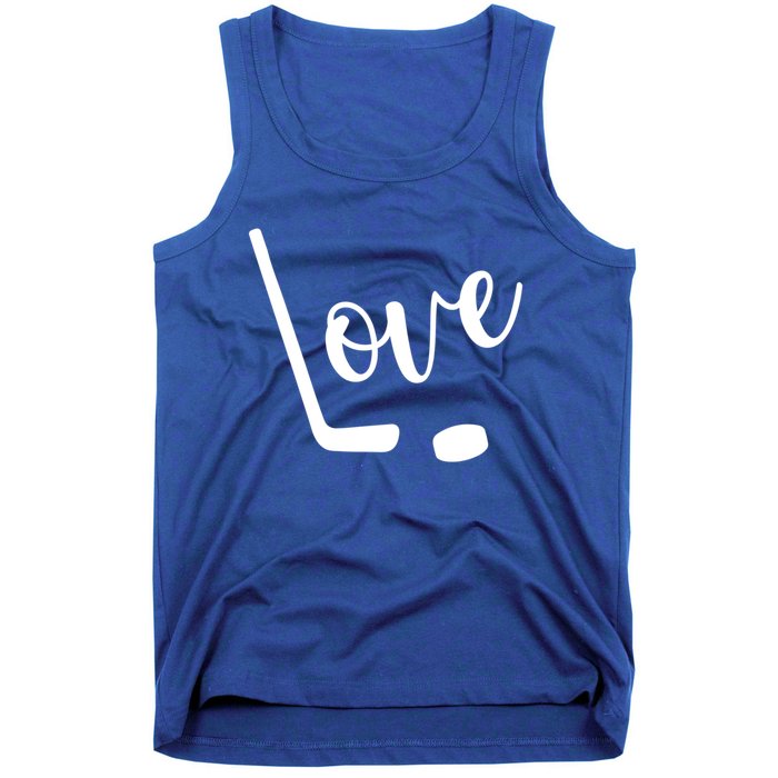 Love Cute Lettering With Hockey Stick And Puck Gift Design Gift Tank Top