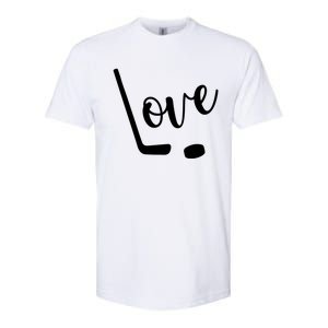 Love Cute Lettering With Hockey Stick And Puck Gift Design Gift Softstyle CVC T-Shirt