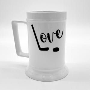 Love Cute Lettering With Hockey Stick And Puck Gift Design Gift Beer Stein