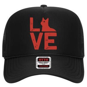 Love Cat High Crown Mesh Back Trucker Hat