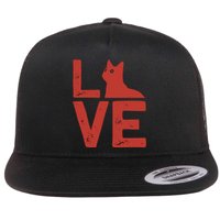 Love Cat Flat Bill Trucker Hat