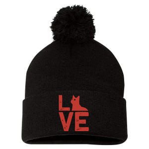 Love Cat Pom Pom 12in Knit Beanie