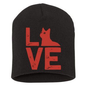 Love Cat Short Acrylic Beanie