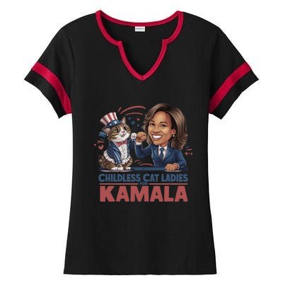 Less Cat Ladies For Kamala Gift Ladies Halftime Notch Neck Tee