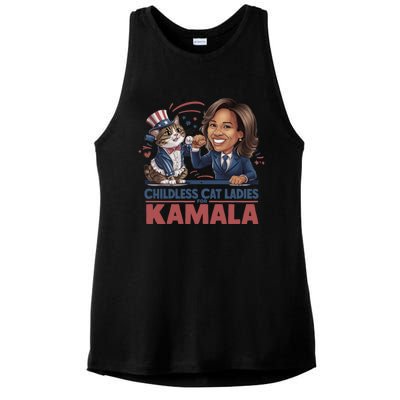 Less Cat Ladies For Kamala Gift Ladies PosiCharge Tri-Blend Wicking Tank