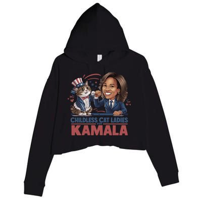 Less Cat Ladies For Kamala Gift Crop Fleece Hoodie