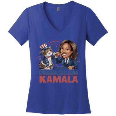 Less Cat Ladies For Kamala Gift Women's V-Neck T-Shirt