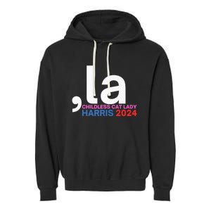  La Cat Ladies For Kamala Funny Cat 2024 President Kamalaharris Garment-Dyed Fleece Hoodie